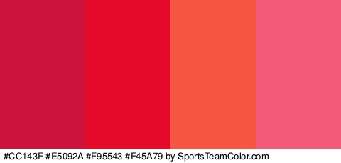 #CC143F #E5092A #F95543 #F45A79 Colors