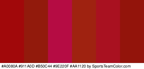 #A0080A #911A0D #B50C44 #9E220F #AA1120 #93140B Colors