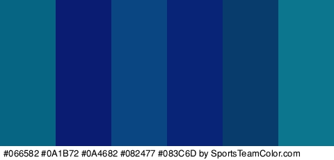 #066582 #0A1B72 #0A4682 #082477 #083C6D #0B768E Colors