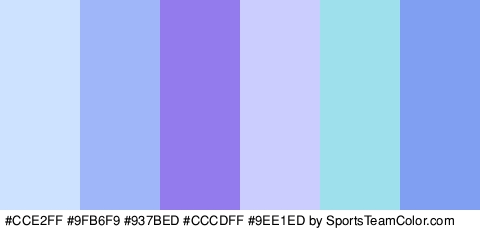 #CCE2FF #9FB6F9 #937BED #CCCDFF #9EE1ED #809EF2 Colors