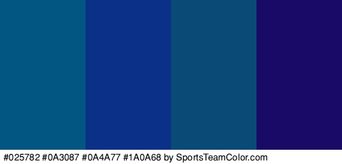 #025782 #0A3087 #0A4A77 #1A0A68 Colors