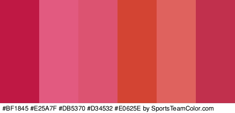 #BF1845 #E25A7F #DB5370 #D34532 #E0625E #C1304D Colors