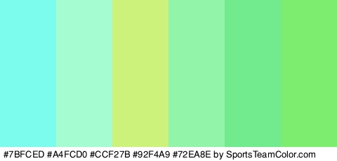 #7BFCED #A4FCD0 #CCF27B #92F4A9 #72EA8E #7CED6F Colors