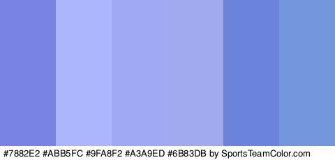 #7882E2 #ABB5FC #9FA8F2 #A3A9ED #6B83DB #7396DD Colors