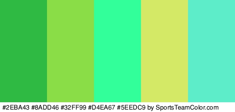 #2EBA43 #8ADD46 #32FF99 #D4EA67 #5EEDC9 Colors