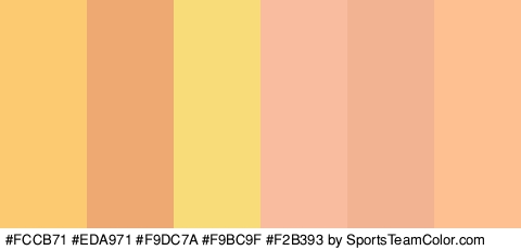 #FCCB71 #EDA971 #F9DC7A #F9BC9F #F2B393 #FFC091 Colors