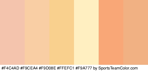 #F4C4AD #F9CEA4 #F9D08E #FFEFC1 #F9A777 #F2B182 Colors