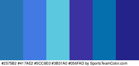 #2575B2 #417AE2 #5CC8E0 #3B31A0 #056FAD #232389 Colors