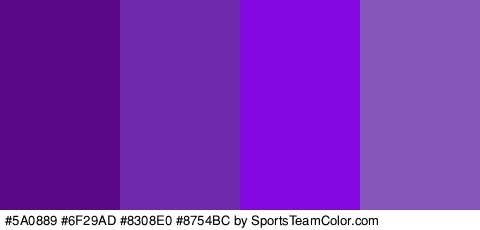 #5A0889 #6F29AD #8308E0 #8754BC Colors