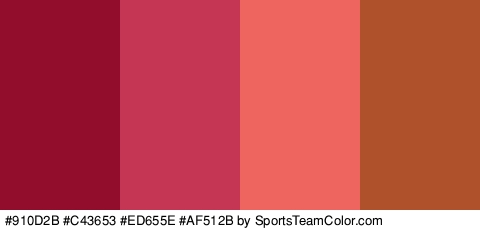 #910D2B #C43653 #ED655E #AF512B Colors