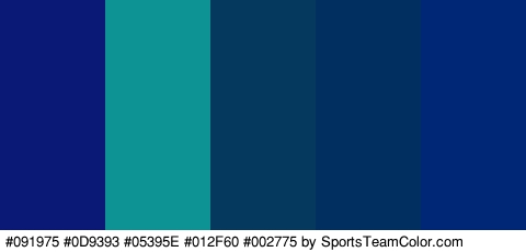 #091975 #0D9393 #05395E #012F60 #002775 Colors