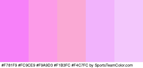 #F781F9 #FC9CE9 #F9A9D3 #F1B3FC #F4C7FC Colors