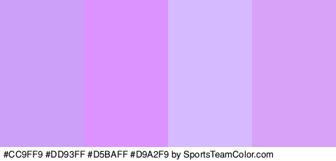 #CC9FF9 #DD93FF #D5BAFF #D9A2F9 Colors