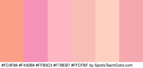 #FC9F88 #F492B8 #FFB5C3 #F7BEB7 #FFCFBF #F4A8AF Colors