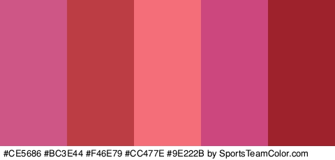 #CE5686 #BC3E44 #F46E79 #CC477E #9E222B Colors