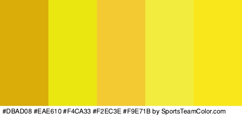 #DBAD08 #EAE610 #F4CA33 #F2EC3E #F9E71B Colors