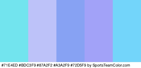 #71E4ED #BDC3F9 #87A2F2 #A3A2F9 #72D5F9 Colors