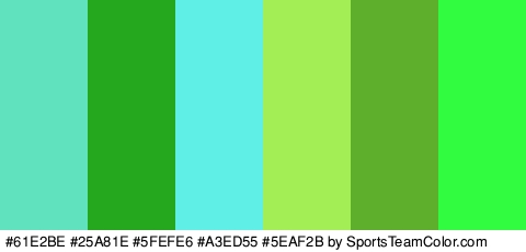 #61E2BE #25A81E #5FEFE6 #A3ED55 #5EAF2B #32FC3F Colors