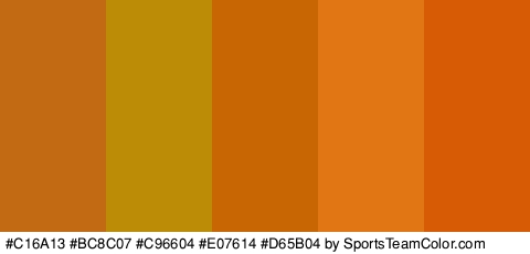 #C16A13 #BC8C07 #C96604 #E07614 #D65B04 Colors