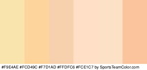 #F9E4AE #FCD49C #F7D1AD #FFDFC6 #FCE1C7 #FCC49C Colors