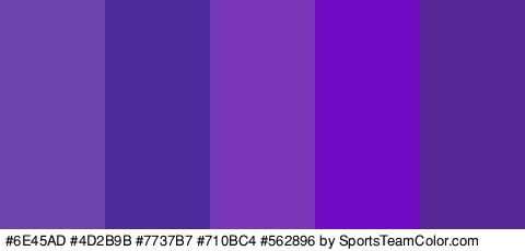 #6E45AD #4D2B9B #7737B7 #710BC4 #562896 Colors