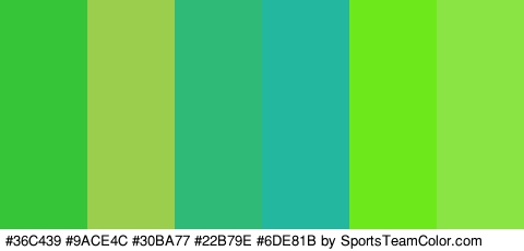 #36C439 #9ACE4C #30BA77 #22B79E #6DE81B #8AE544 Colors