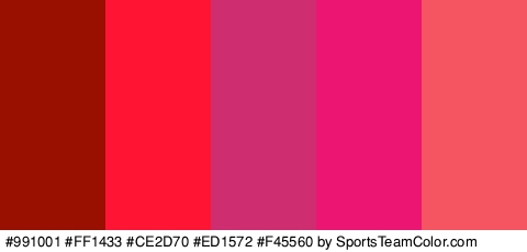 #991001 #FF1433 #CE2D70 #ED1572 #F45560 Colors