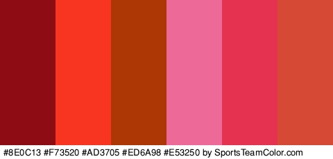 #8E0C13 #F73520 #AD3705 #ED6A98 #E53250 #D64A35 Colors