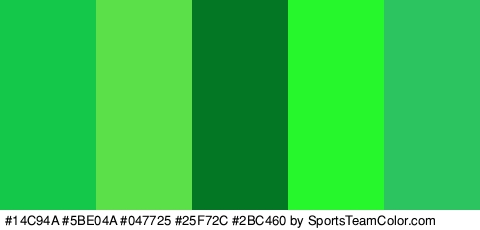 #14C94A #5BE04A #047725 #25F72C #2BC460 Colors