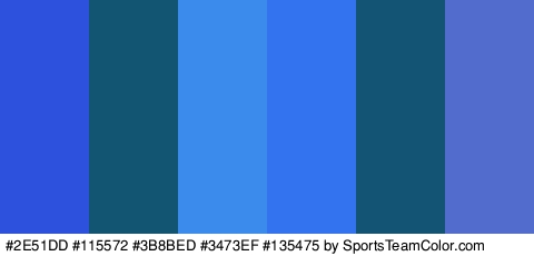 #2E51DD #115572 #3B8BED #3473EF #135475 #516CCC Colors