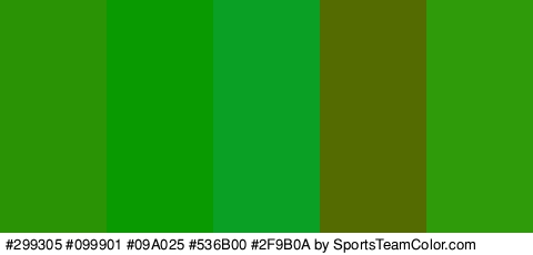 #299305 #099901 #09A025 #536B00 #2F9B0A Colors