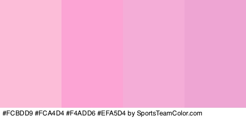 #FCBDD9 #FCA4D4 #F4ADD6 #EFA5D4 Colors