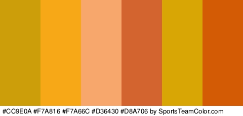 #CC9E0A #F7A816 #F7A66C #D36430 #D8A706 #D35B06 Colors