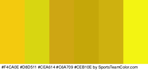 #F4CA0E #D8D511 #CEA614 #C6A709 #CEB10E #F4F413 Colors