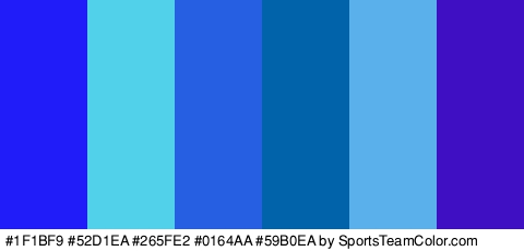 #1F1BF9 #52D1EA #265FE2 #0164AA #59B0EA #3F0FC4 Colors