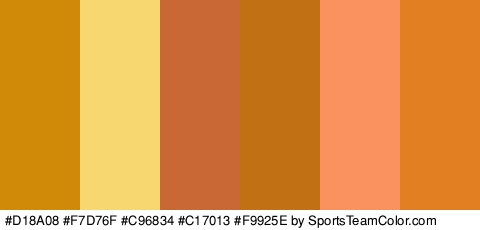 #D18A08 #F7D76F #C96834 #C17013 #F9925E #E27F22 Colors