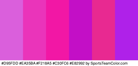 #D95FDD #EA35BA #F218A5 #C30FC6 #E82992 #AF20E8 Colors