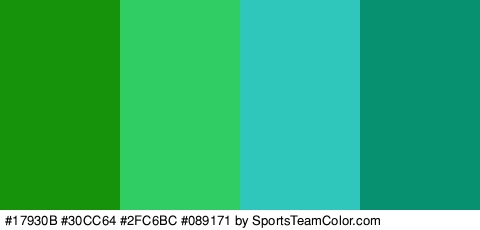 #17930B #30CC64 #2FC6BC #089171 Colors