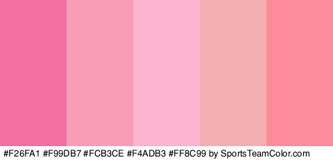 #F26FA1 #F99DB7 #FCB3CE #F4ADB3 #FF8C99 Colors