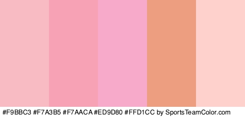 #F9BBC3 #F7A3B5 #F7AACA #ED9D80 #FFD1CC Colors