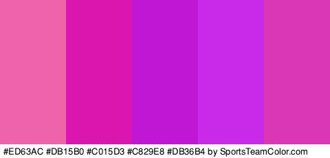 #ED63AC #DB15B0 #C015D3 #C829E8 #DB36B4 Colors