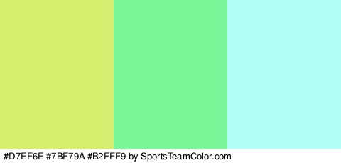 #D7EF6E #7BF79A #B2FFF9 Colors