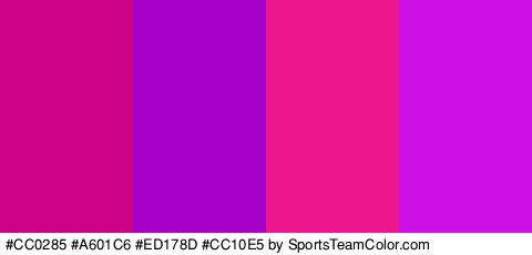 #CC0285 #A601C6 #ED178D #CC10E5 Colors