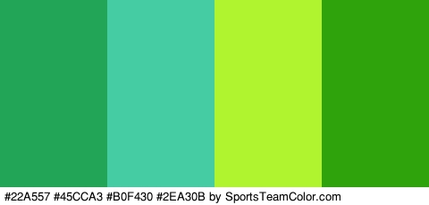 #22A557 #45CCA3 #B0F430 #2EA30B Colors