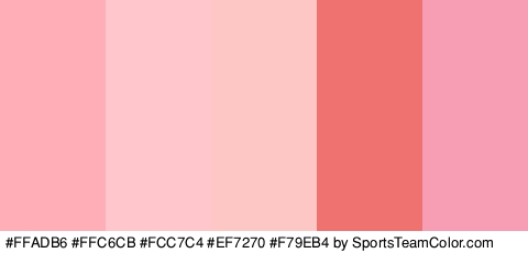 #FFADB6 #FFC6CB #FCC7C4 #EF7270 #F79EB4 Colors