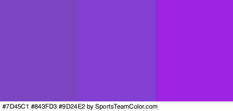 #7D45C1 #843FD3 #9D24E2 Colors