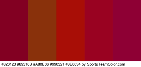 #820123 #89310B #A80E06 #990321 #8E0034 Colors