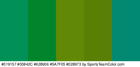 #019157 #00842C #628906 #5A7F05 #028973 Colors