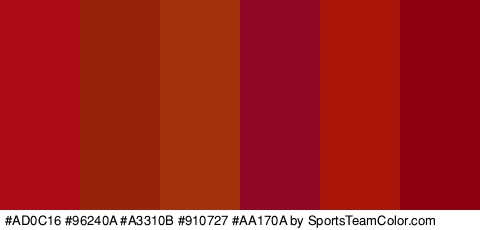 #AD0C16 #96240A #A3310B #910727 #AA170A #8E0010 Colors