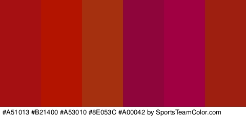 #A51013 #B21400 #A53010 #8E053C #A00042 #9E1E0F Colors